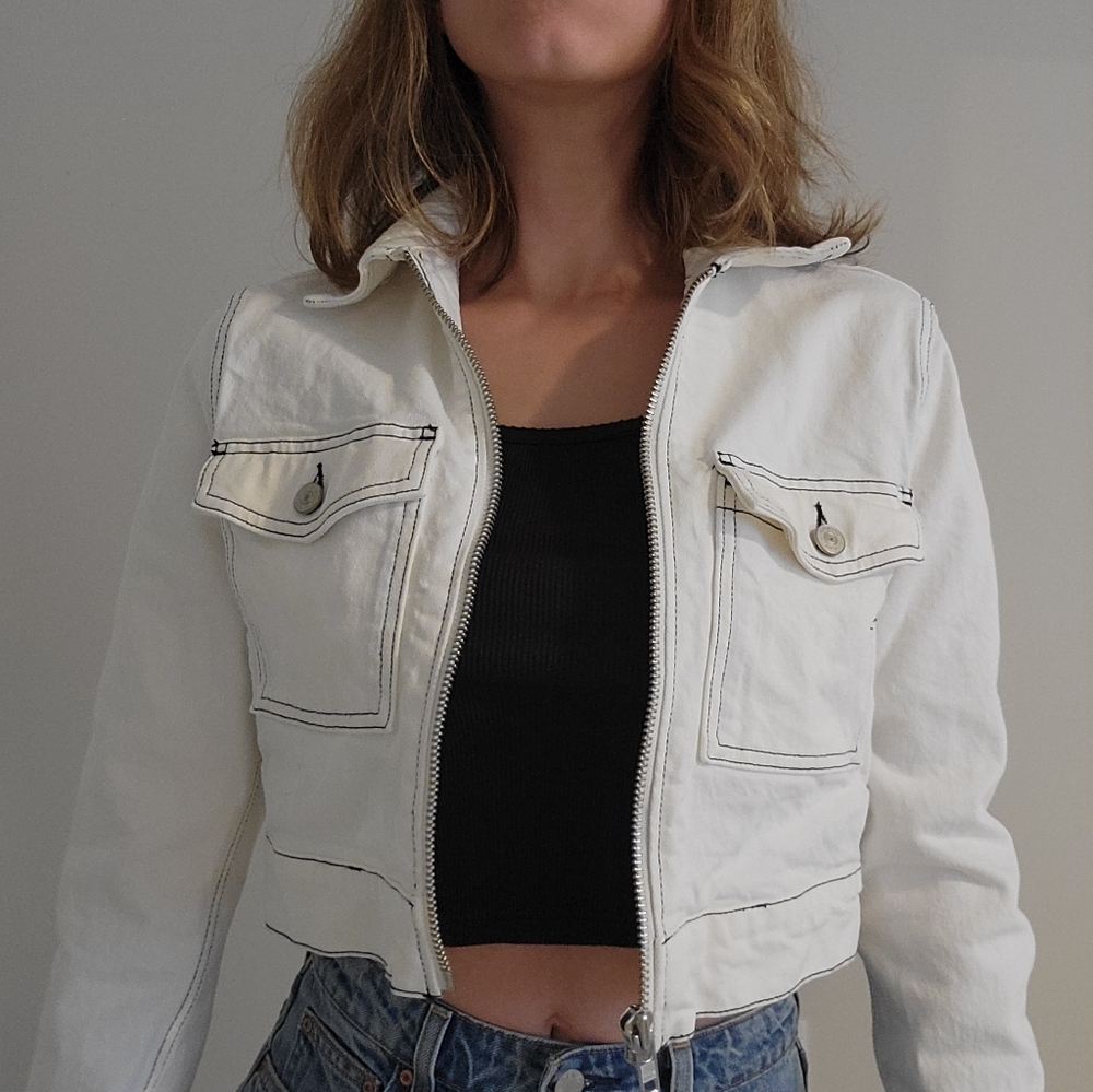 Reformation Jeans Smith Denim Jacket in Vintage White